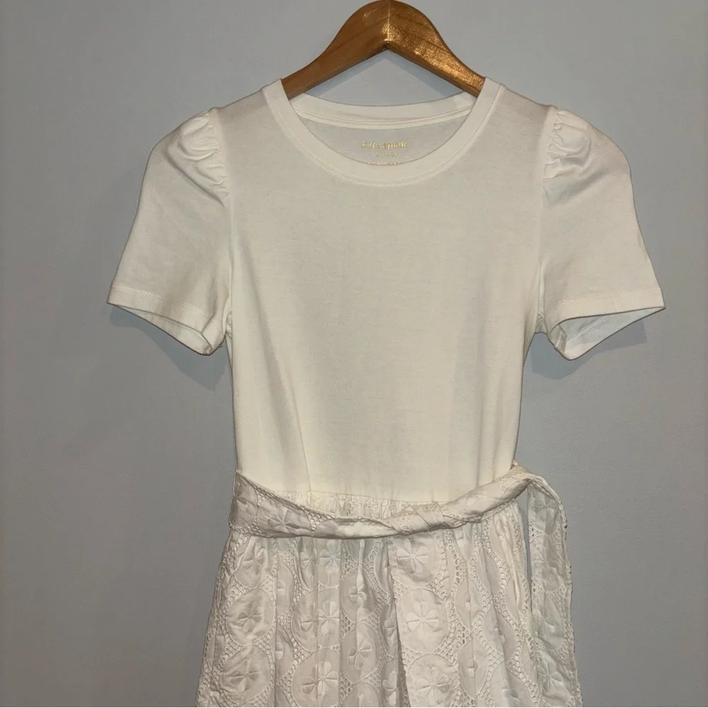 Kate Spade White Mixed Media Fit & Flare Dress Size XXS